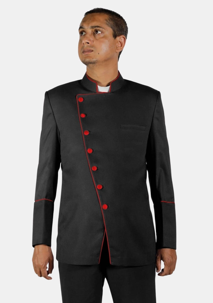 Black Red Double Breasted eClergy's Jacket