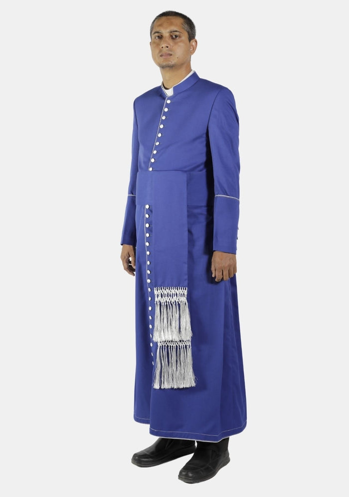 Ecclesiastical Cassock for Men Royal Blue and White