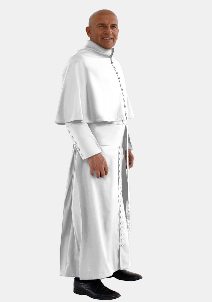 Saint Cassock for Men White with Shoulder Cape