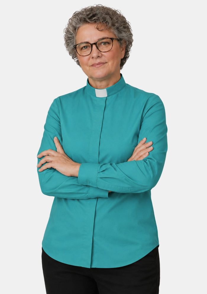Aquilina Tab Colla Clergy Shirt for Women Opaque Blue