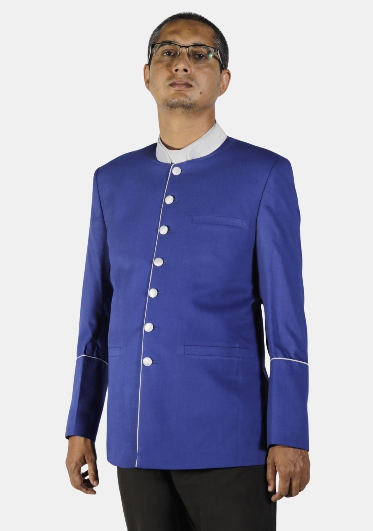 Royal Blue White Trimmed Pastor Jacket
