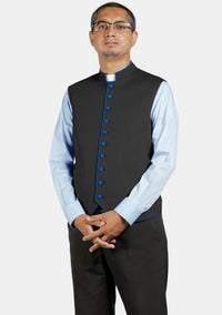 Eloquent Black Clergy Vest with Contrast Trim