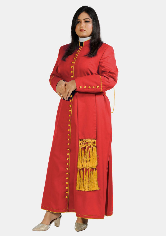 Hadarah Red Cassock with Gold Trim for Ladies