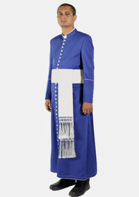 Ecclesiastical Cassock for Men Royal Blue and White
