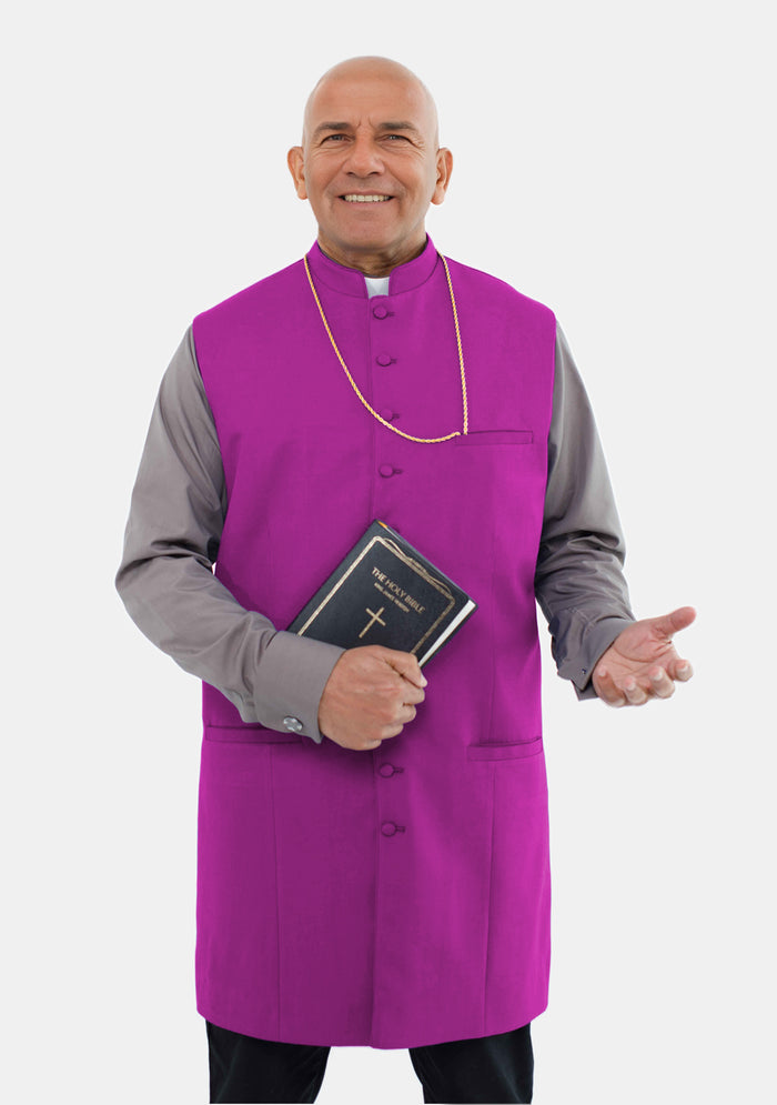 Men Clergy Long Vest Red Purple