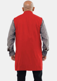 Men Clergy Long Vest Red