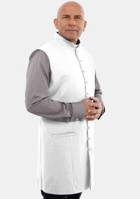Men Clergy Long Vest White
