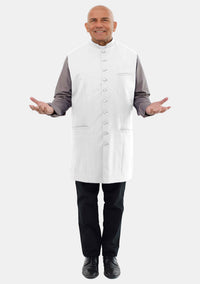 Men Clergy Long Vest White
