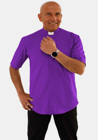 Roman Purple Tab Collar Clergy Shirt Short Sleeve for Men
